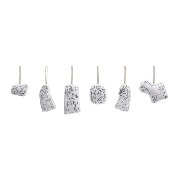 Demdaco Nativity Plush Color Me Ornaments - Set of 6