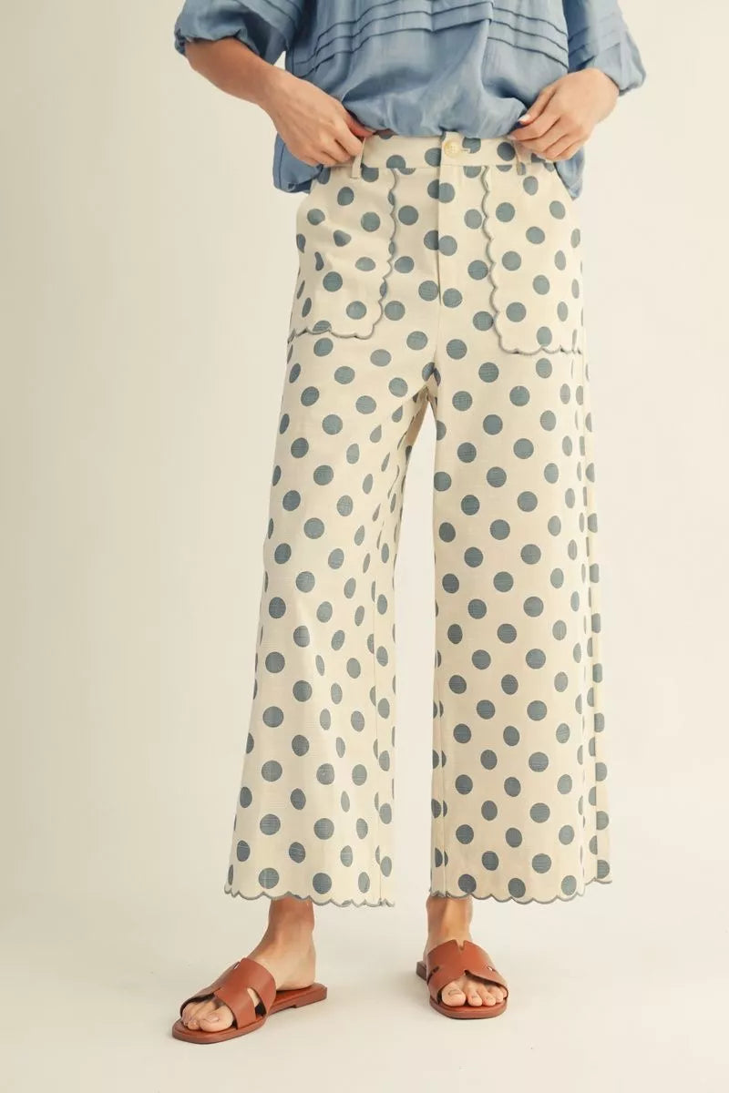 Jodifl High Waist Wide Leg Polka Dot Pants