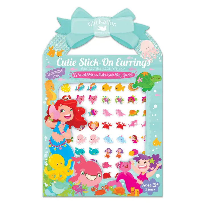 Girl Nation Cutie Stick-On Earring and Nail Sticker Gift Set- Mermaids