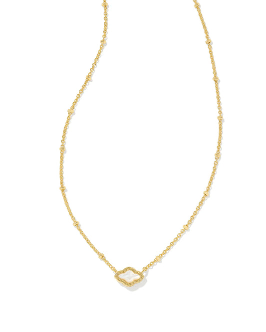 Kendra Scott Mini Abbie Gold Satellite Short Pendant Necklace in Ivory Mother-of-Pearl