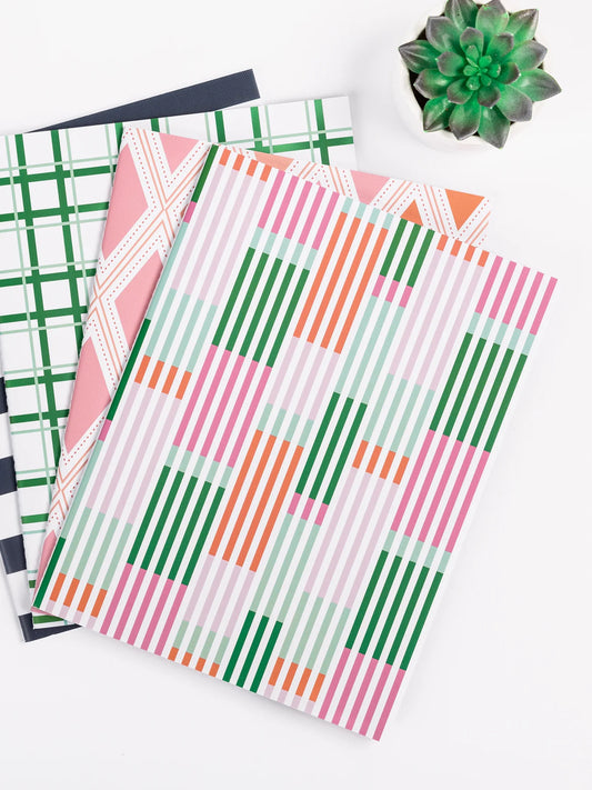 So Darling Large Notebook | Line It Up Pink & Green