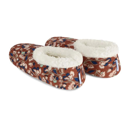 Snoozies! Womens Floral Corduroy Slipper With Memory Foam Sole Brown