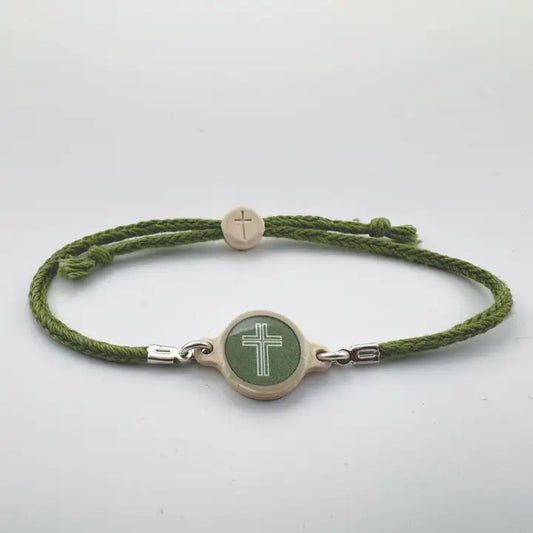 Versible Tap To Pray™ - Survivor Series Handmade Bracelets-Moss + Cross