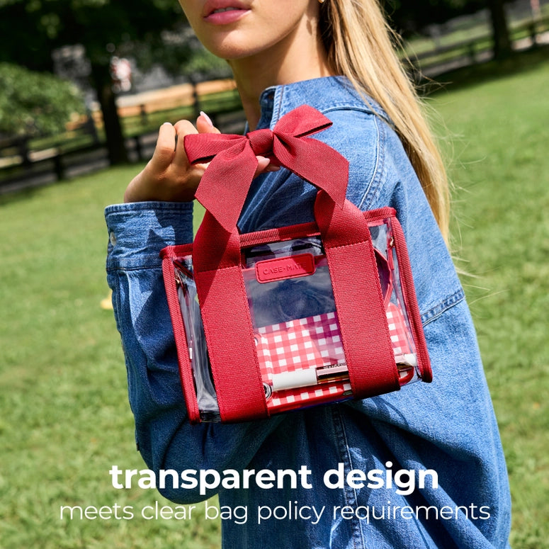 Case-Mate Clear Stadium Bag-Varsity Red Bow