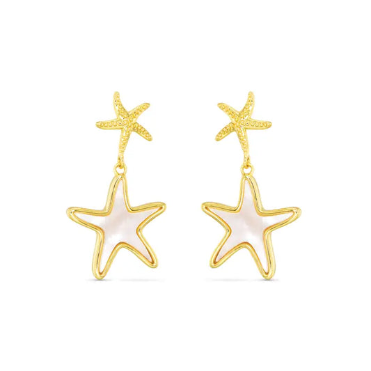 Amanda Blu Mother of Pearl Starfish Drop Earrings-18K Gold Dipped