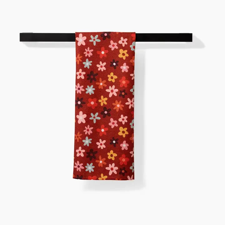 Geometry Field of Fall Daisies Tea Towel