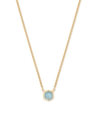 KENDRA SCOTT DAVIE PENDANT NECKLACE 18K GOLD VERMEIL AQUAMARINE