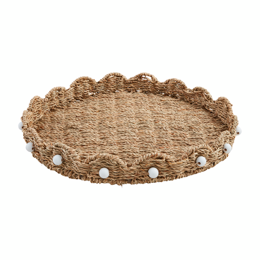 MUD PIE SCALLOPED WOVEN LAZY SUSAN