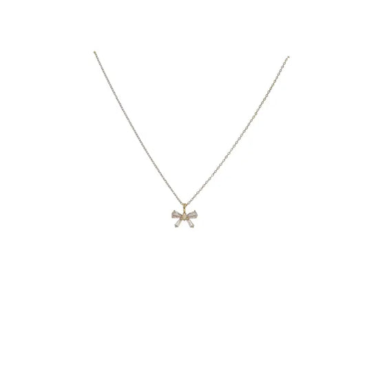 Jane Marie 17" 18K Gold Plated Necklace with Clear Crystal Bow