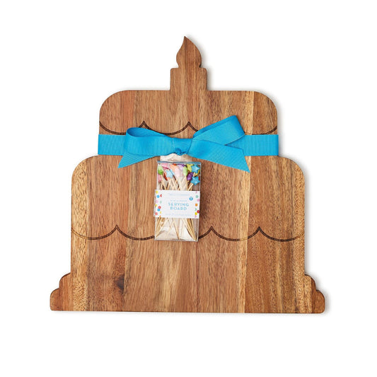 TWO'S COMPANY BIRTHDAY CAKE SERVING BOARD W/20 STAR PICKS