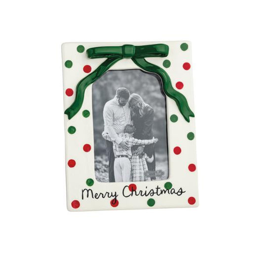 MUD PIE DOTTED CERAMIC BOW CHRISTMAS FRAME
