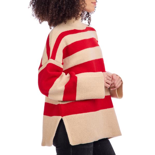 MUD PIE COSTNER STRIPED SWEATER-RED