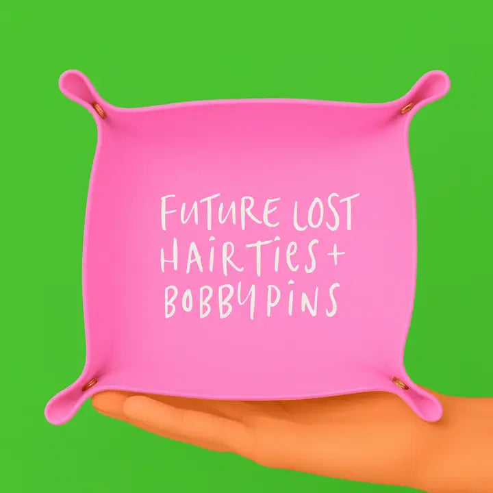 Aspen Lane Funny Trinket Tray | Future Lost Hair Ties (Pink)
