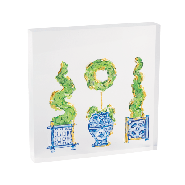 MUD PIE THREE TOPIARY ACRYLIC PLAQUE