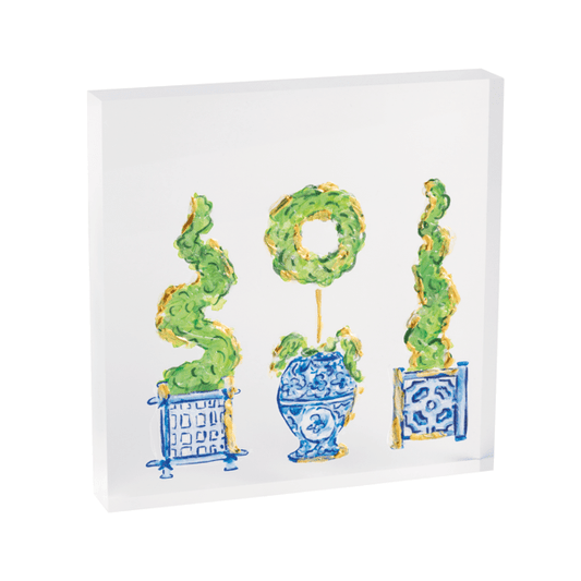 MUD PIE THREE TOPIARY ACRYLIC PLAQUE