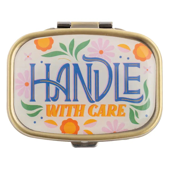 Karma Small Metal Pill Case-Handle with Care
