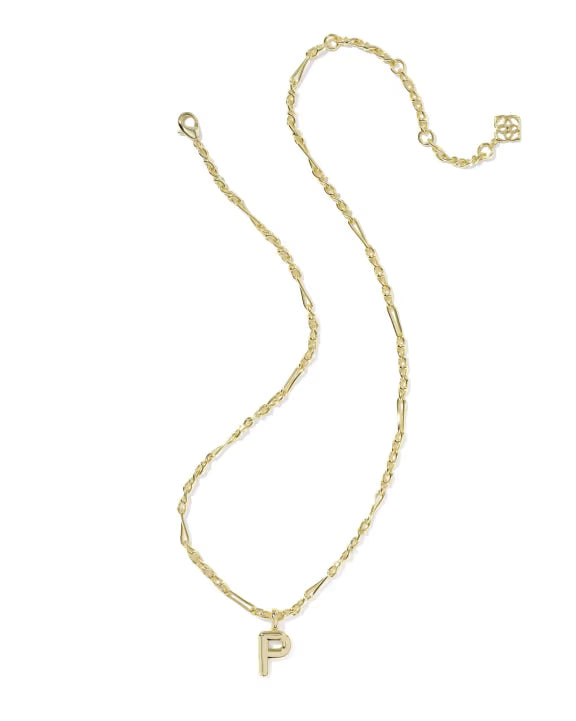 KENDRA SCOTT BUBBLE LETTER P SHORT PENDANT NECKLACE GOLD