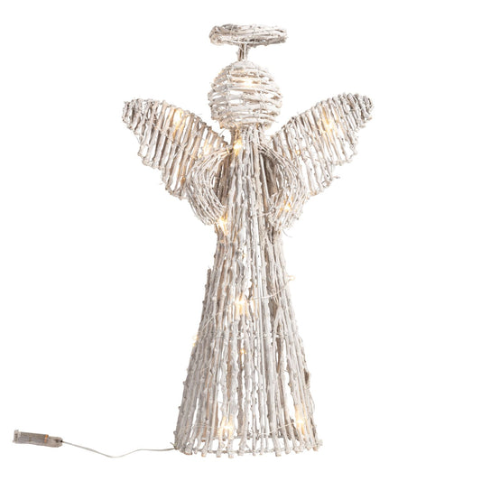 MUD PIE LARGE LIGHT-UP RATTAN ANGEL