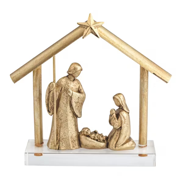 MUD PIE GOLD RESIN NATIVITY DISPLAY