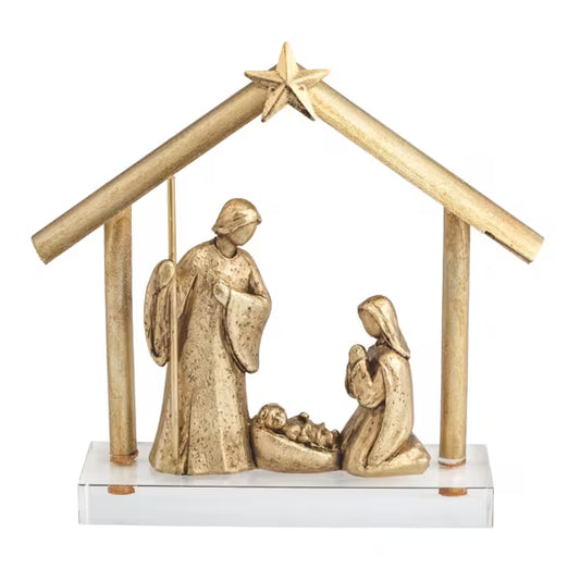 MUD PIE GOLD RESIN NATIVITY DISPLAY