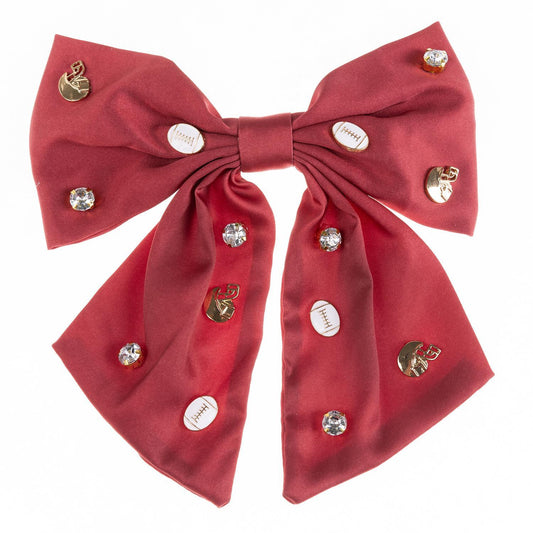 Mary Square  Ashton Hair Bow Crimson & White