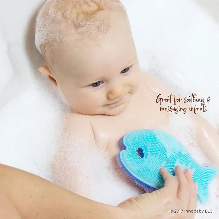 Innobaby Silicone Bath Scrub / Fun Fish Shape Brush / Baby Bath Toy-Blue