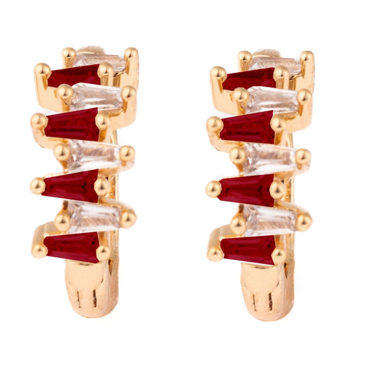 Mary Square  Kay Earrings Crimson & White