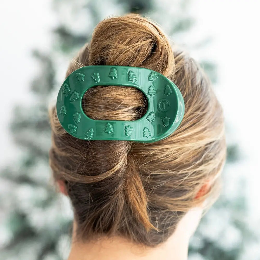 Teleties O Christmas Tree | Large | Flat Round Hair Clip