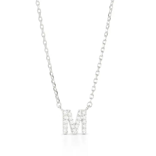 Amanda Blu Silver Cz Initial Necklace - M