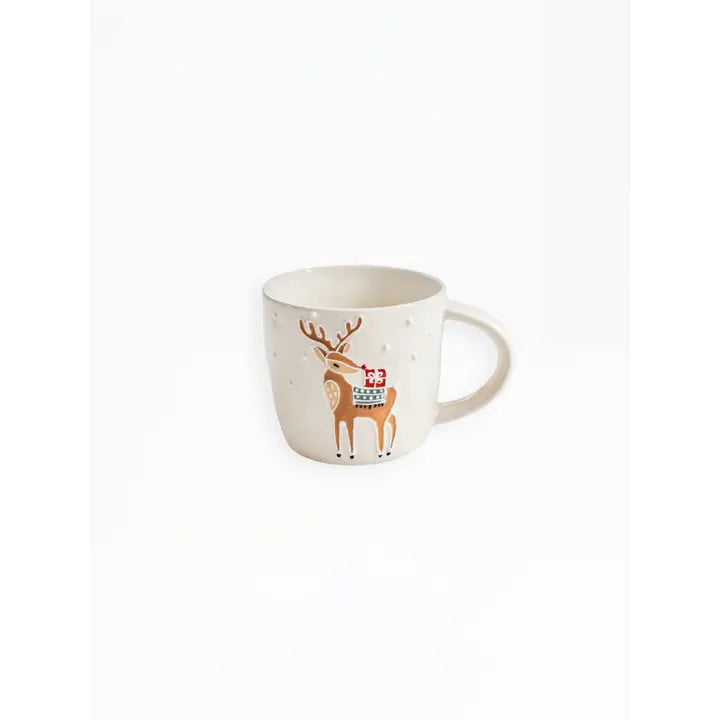 Mary Square Sculpted Mug | Winter Whimsy Reindeer