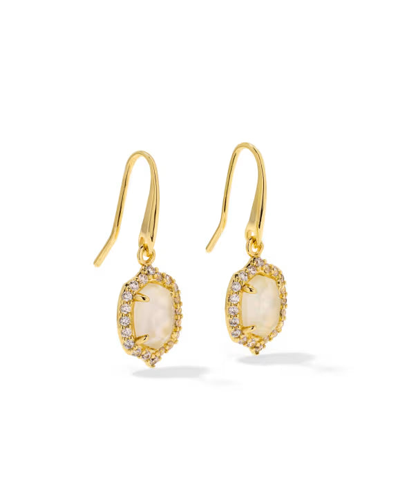KENDRA SCOTT DAPHNE CRYSTAL FRAME DROP EARRINGS GOLD IVORY MOTHER OF PEARL