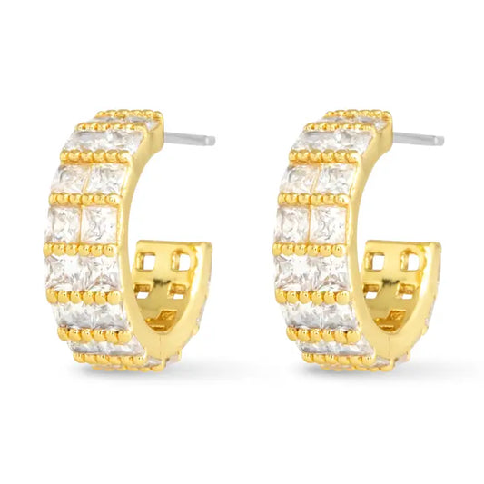 Amanda Blu Gold Cz Double Wide Hoop Earrings