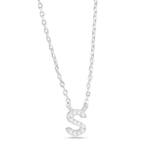 Amanda Blu Silver Cz Initial Necklace - S