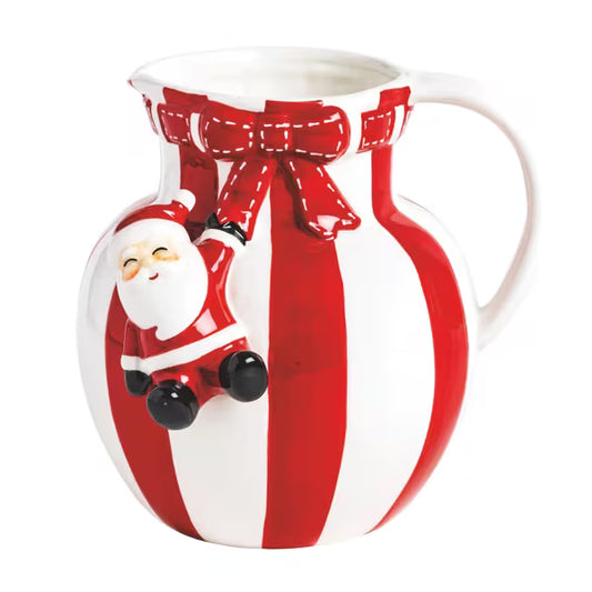 MUD PIE SANTA BOW STRIPE PITCHER