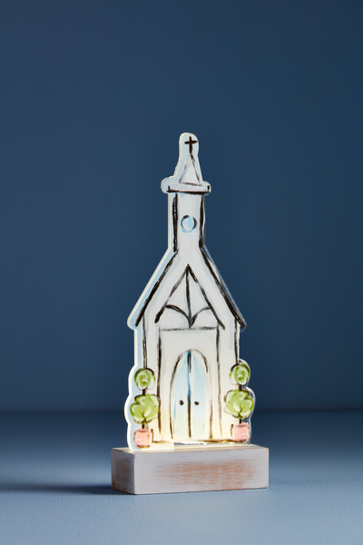 MUD PIE ACRYLIC LIGHT-UP CHURCH