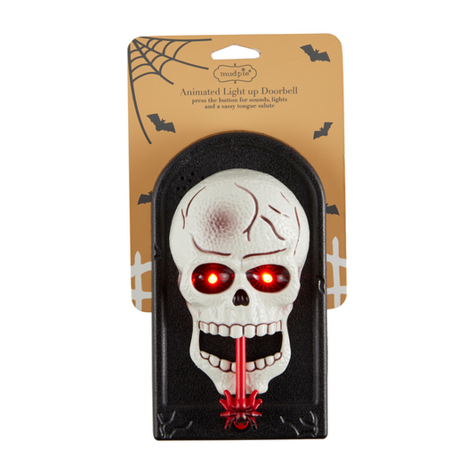 MUD PIE SKULL ANIMATED LIGHT-UP DOOR BELL