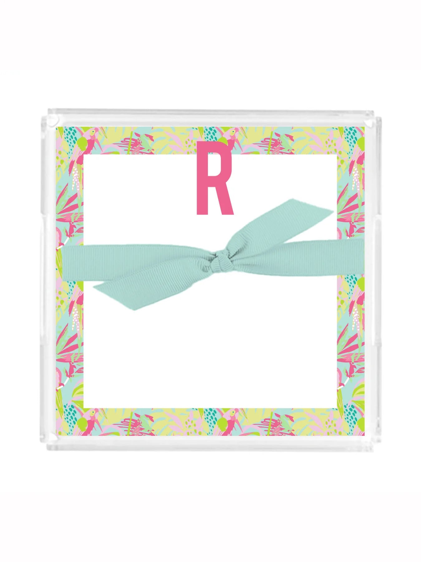 Mary Square Initial Acrylic Notepad Block | Tropical
