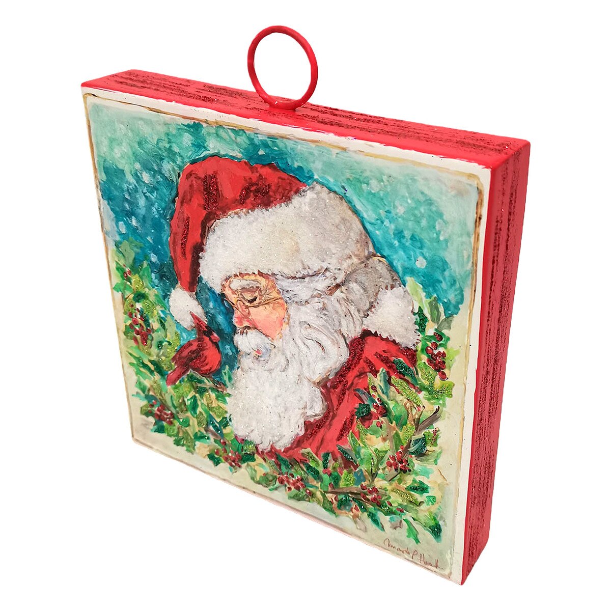 The Round Top Collection Mini Art Santa & Cardinal