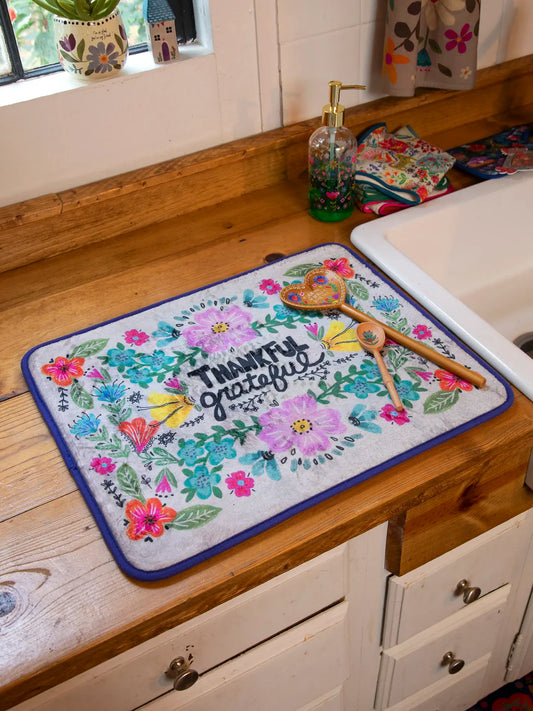 Natural Life Reversible Dish Drying Mat-Thankful & Grateful