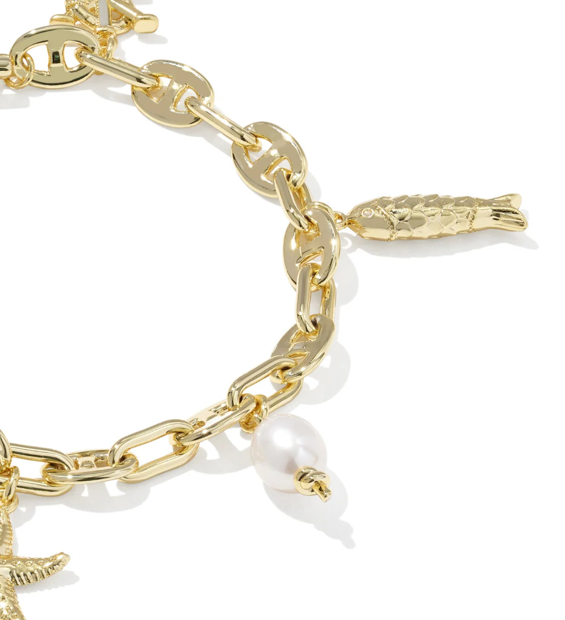 KENDRA SCOTT PARKER CHARM BRACELET GOLD FRESHWATER CULTURED PEARL