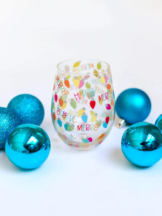 Mary Square Merry Lights Stemless Wine Glass