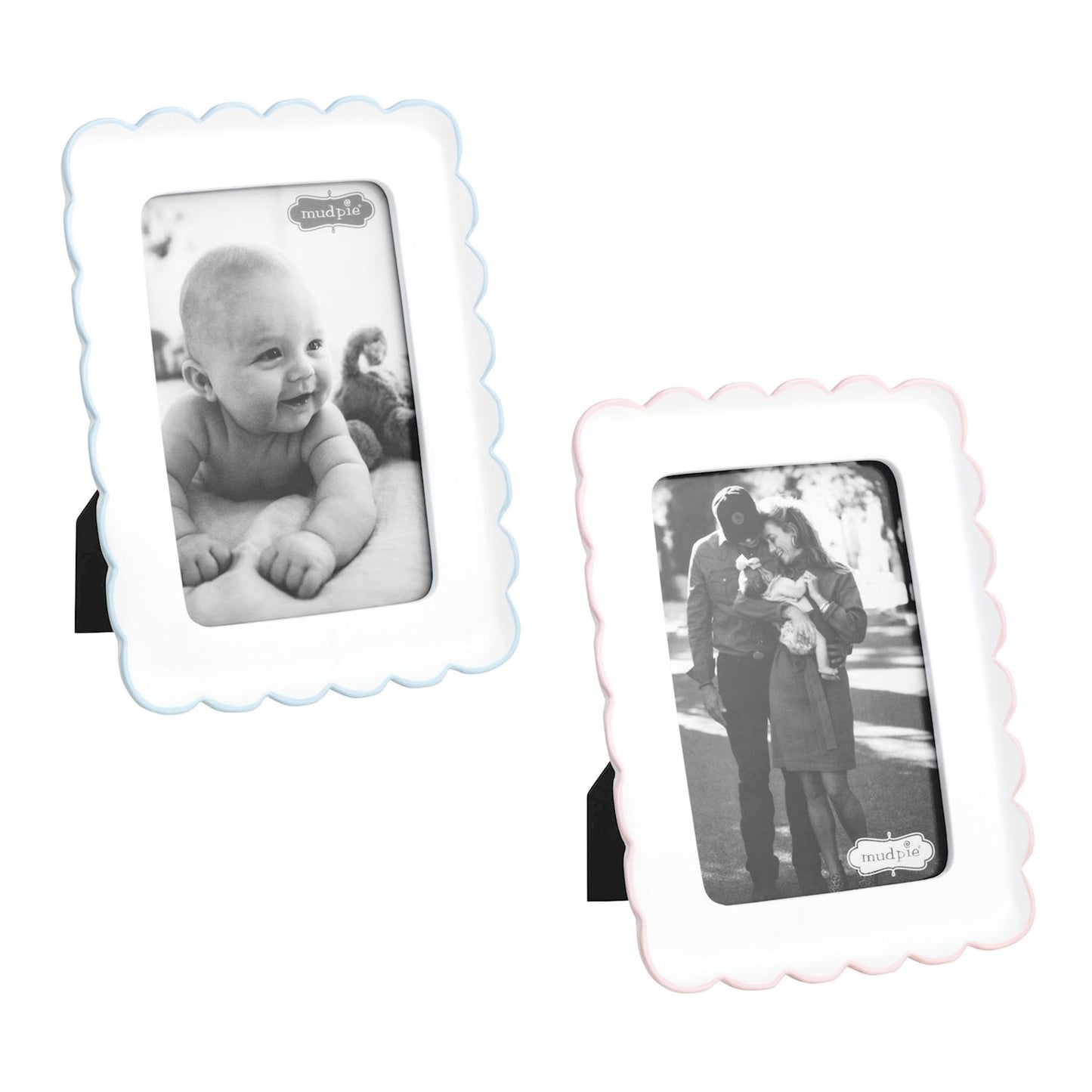 MUD PIE PINK & BLUE SCALLOP EDGE FRAMES