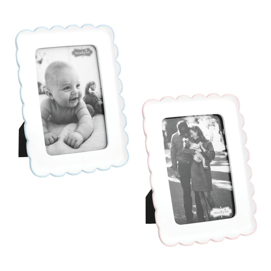 MUD PIE PINK & BLUE SCALLOP EDGE FRAMES