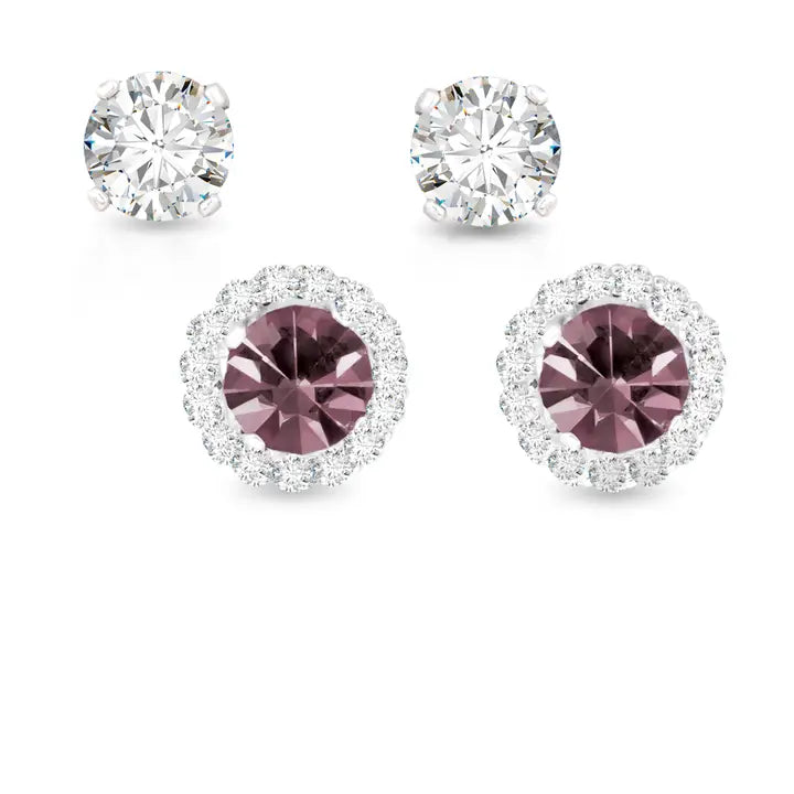 Amanda Blu Birthstone Earrings with Cz Halo Jacket & Clear Cz