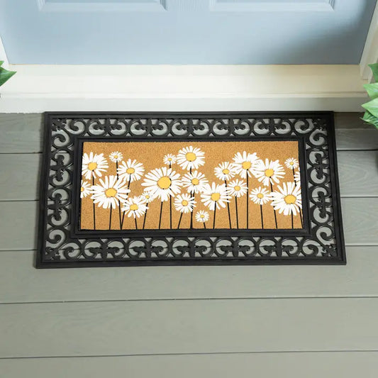 Evergreen Enterprises Daisy Scape Flocked Coir Sassafras Switch Mat, 22"x10"