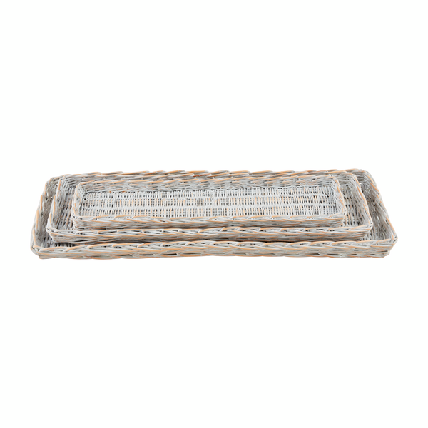 MUD PIE LONG WOVEN WILLOW TRAY