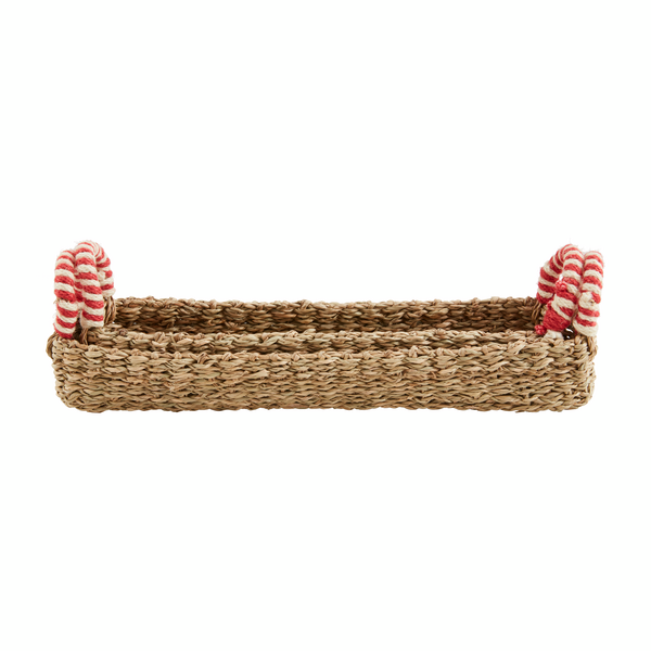 MUD PIE RED & WHITE HANDLE CRACKER BASKET SET