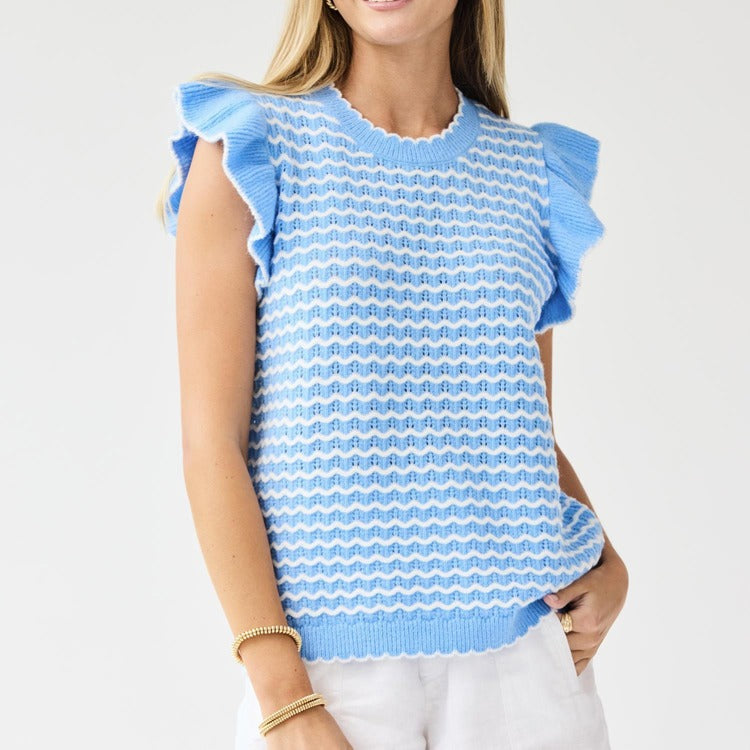 MARY SQUARE Sweater Oakley Blue White
