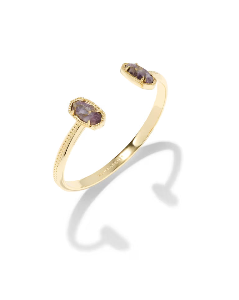 KENDRA SCOTT ELTON CUFF BRACELET GOLD BRONZE VEINED PURPLE AMETHYST