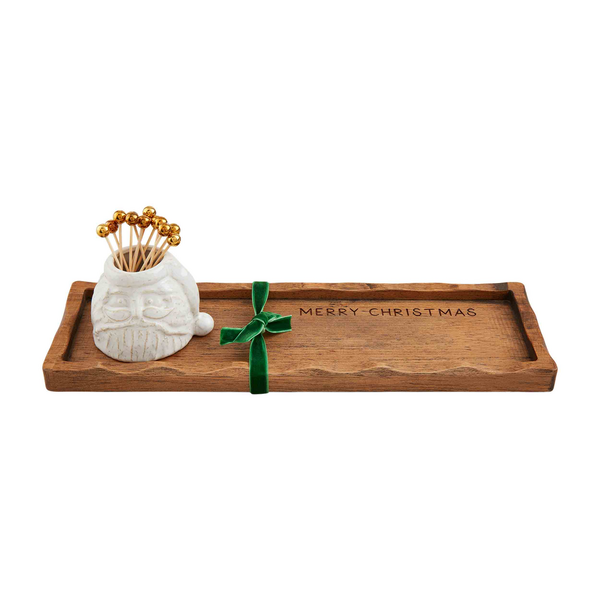 MUD PIE WHITE CHRISTMAS TOOTHPICK TRAY SET